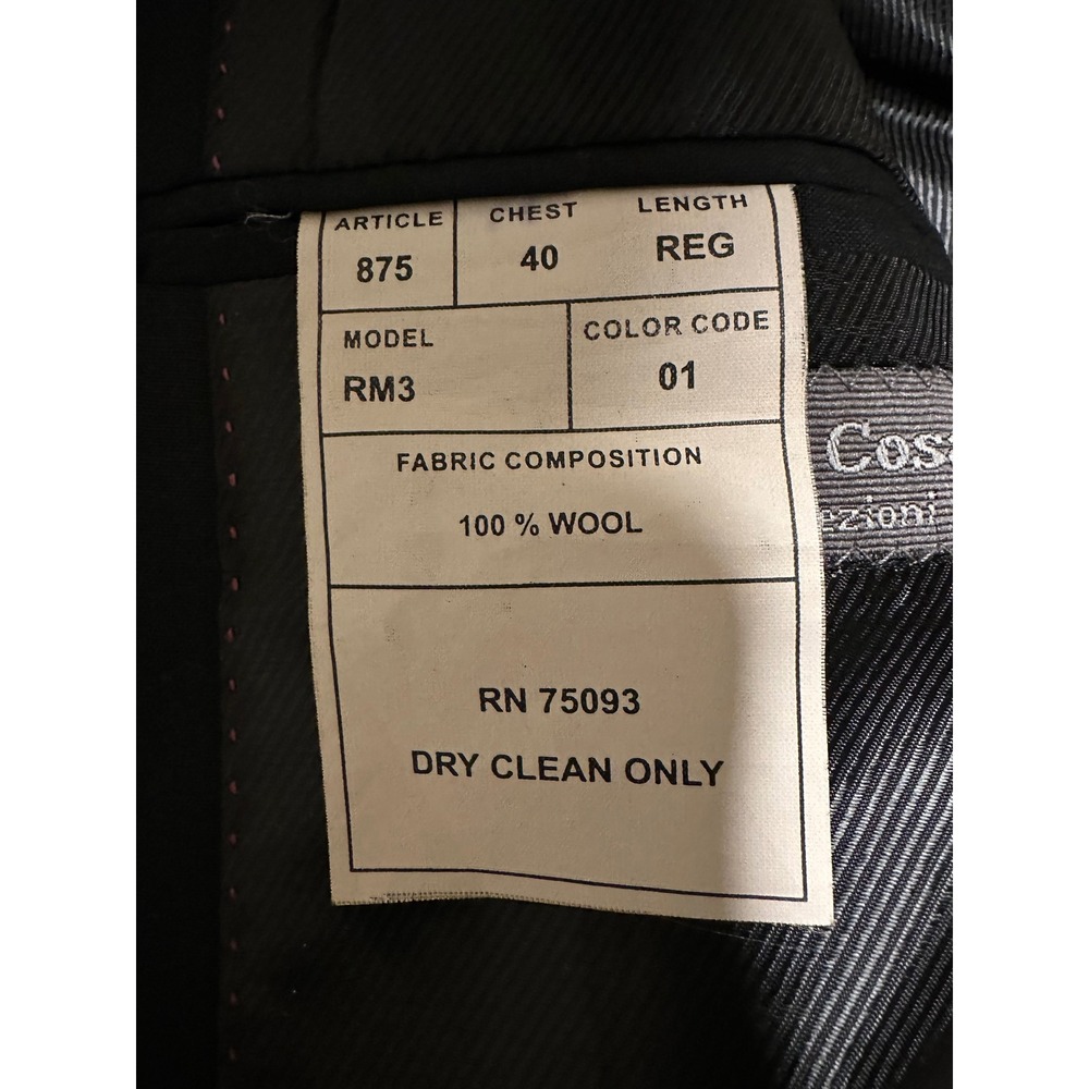 Giorgio Cosani Le Collezioni Super 120s Wool Blazer Suit Jacket Men Black 40 REG - Picture 6 of 14